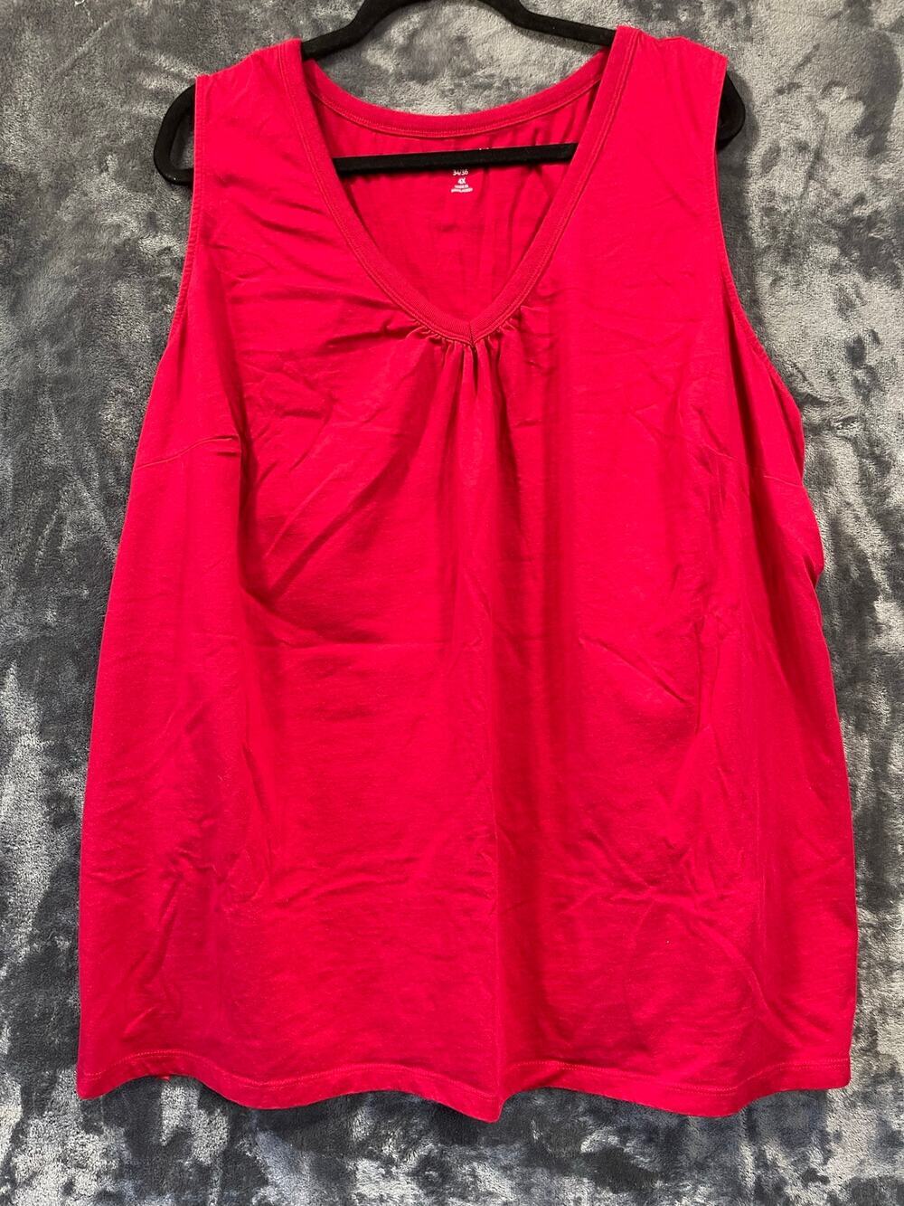 Woman Within Womens 4X 34/36 Red 100% Cotton V-Neck Tank Top NWOT